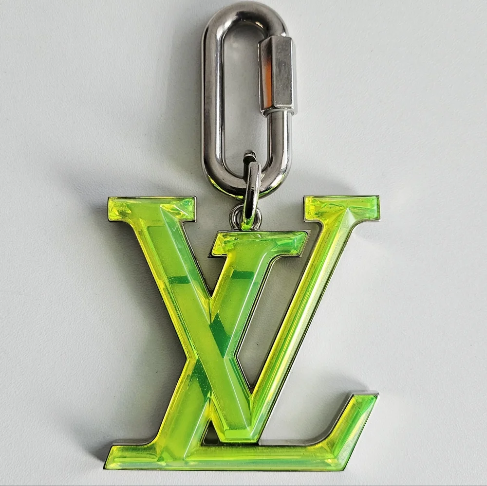 Louis Vuitton Neon Green Oversized LV Prism Bag Charm/Key Holder
